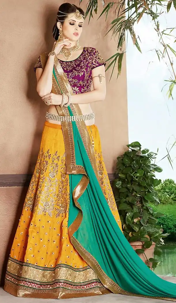 Butter Scotch Color Silk A Line Style Designer Lehenga Choli | FH499976488