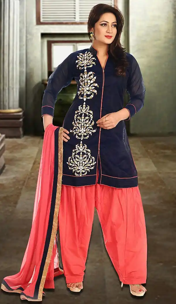 Chanderi Silk Blue Color Achkan Style Punjabi Patiyala Readymade Dresses | FH500476553