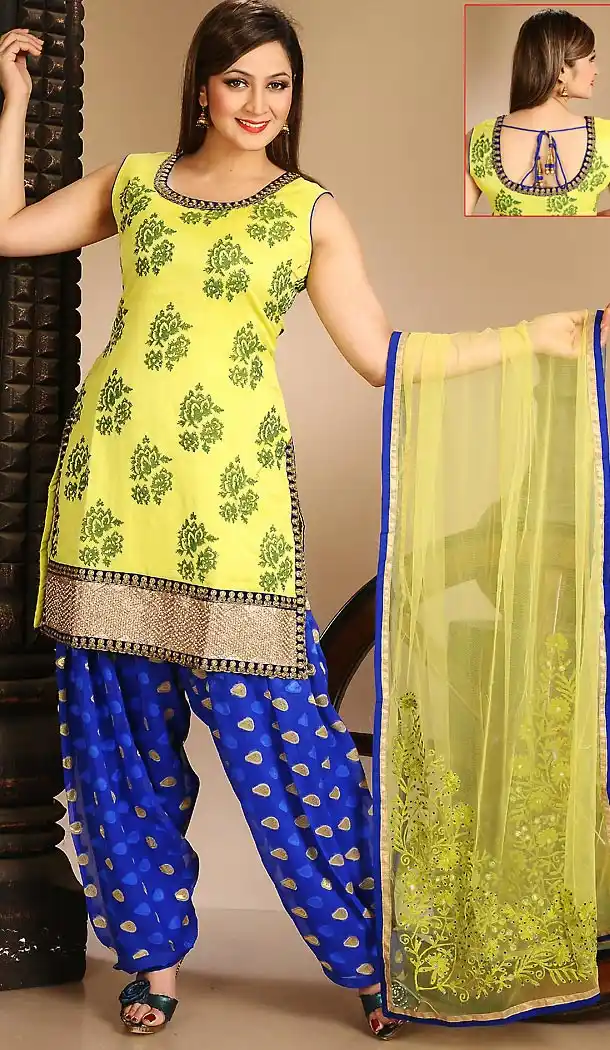 Chanderi Silk Yellow Color Straight Cut Punjabi Patiyala Readymade Dresses | FH500476560