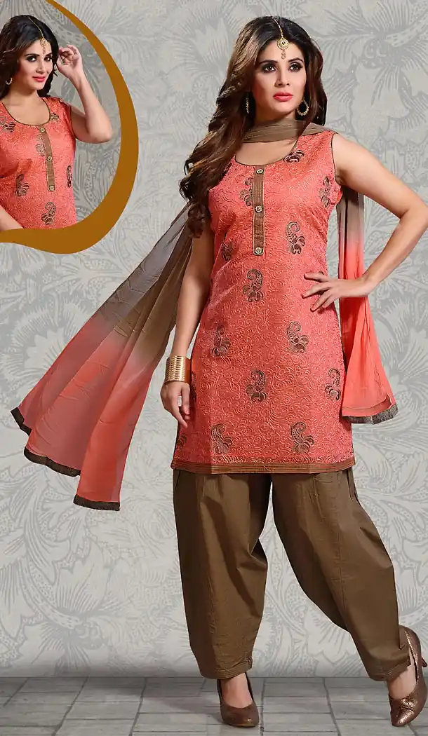 Pink Color Straight Cut Chanderi Silk Punjabi Patiyala Readymade Dresses | FH500576576