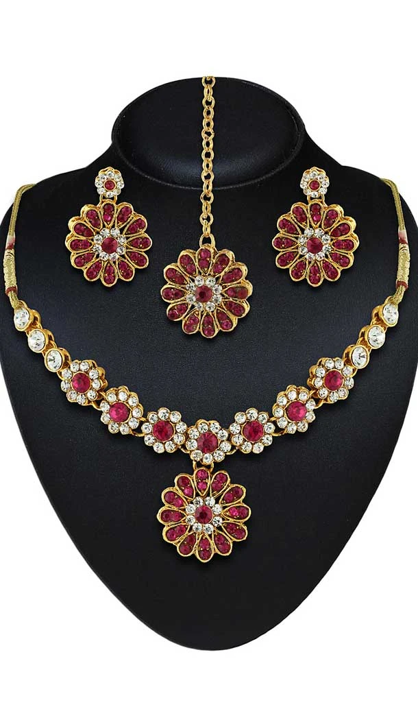 Grey Gold Color American Diamond,Stone Work Fashion Necklaces Set | FH500776607