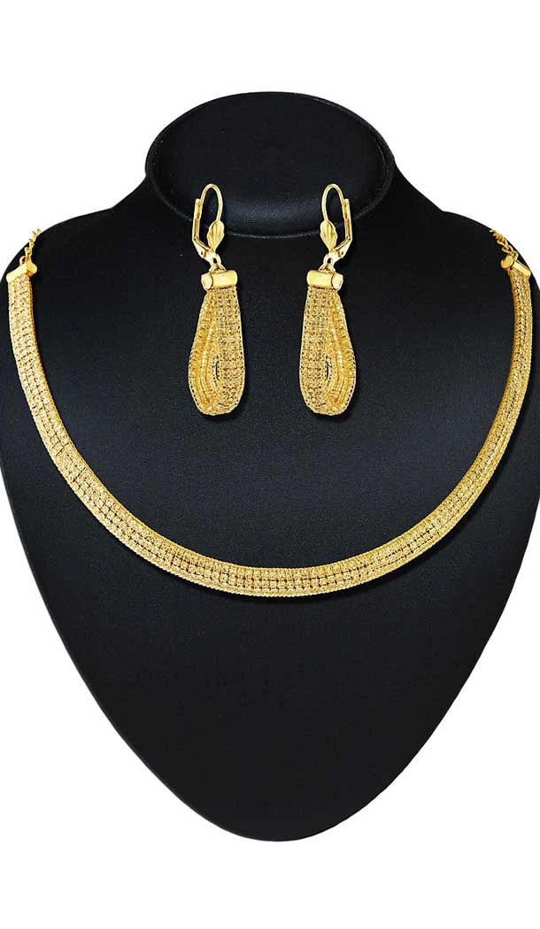 Gold Color American Diamond Work Fashion Necklaces Set | FH500976622