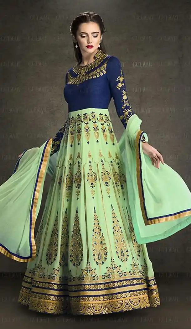Green Color Georgette Anarkali Style Party Wear Churidar Kameez | FH501776677