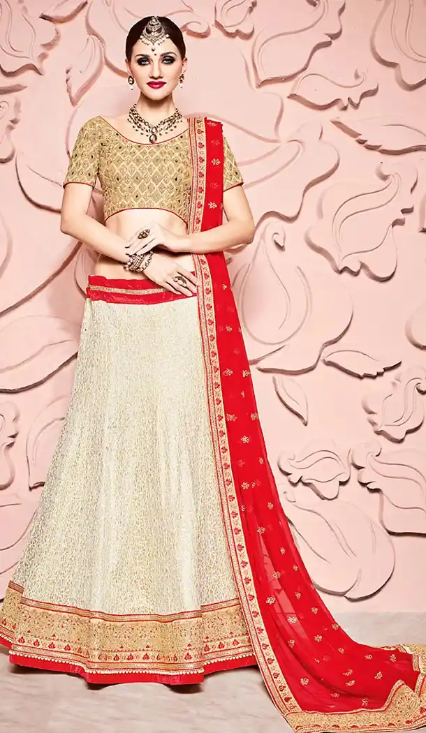 Off White Color Net Circular Style Designer Lehenga Choli | FH501976692