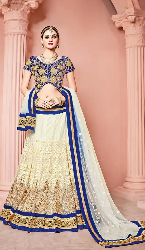 White Color Net Circular Style Designer Lehenga Choli | FH501976697