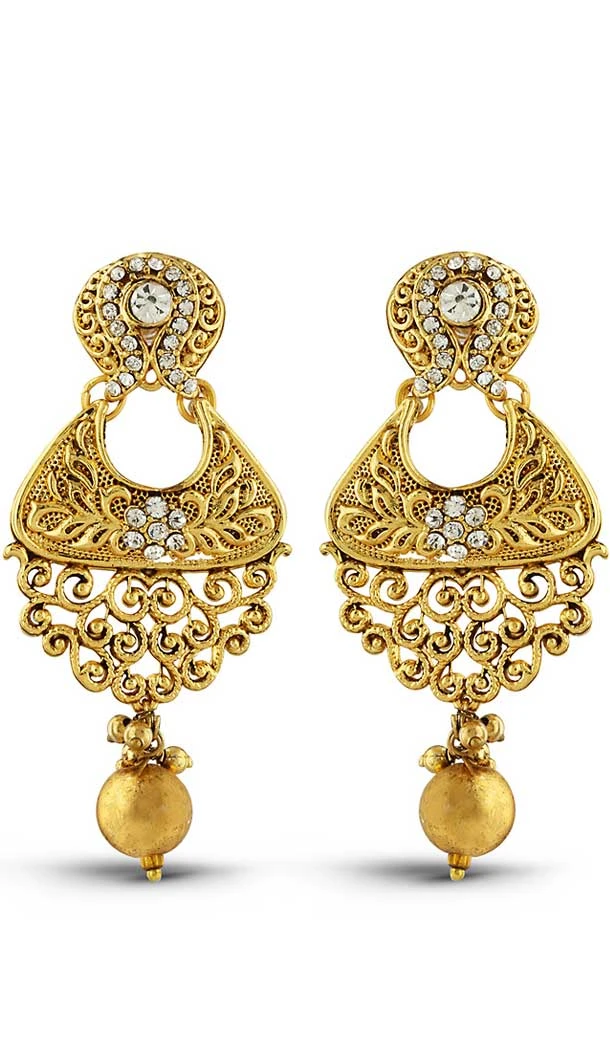 Gold Color American Diamond Artificial Chandelier Earring | FH502776819