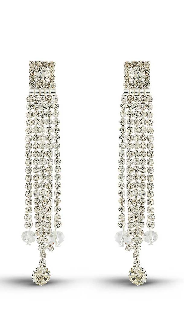 Silver White Color American Diamond Fashion Ear Thread Earring | FH503076849