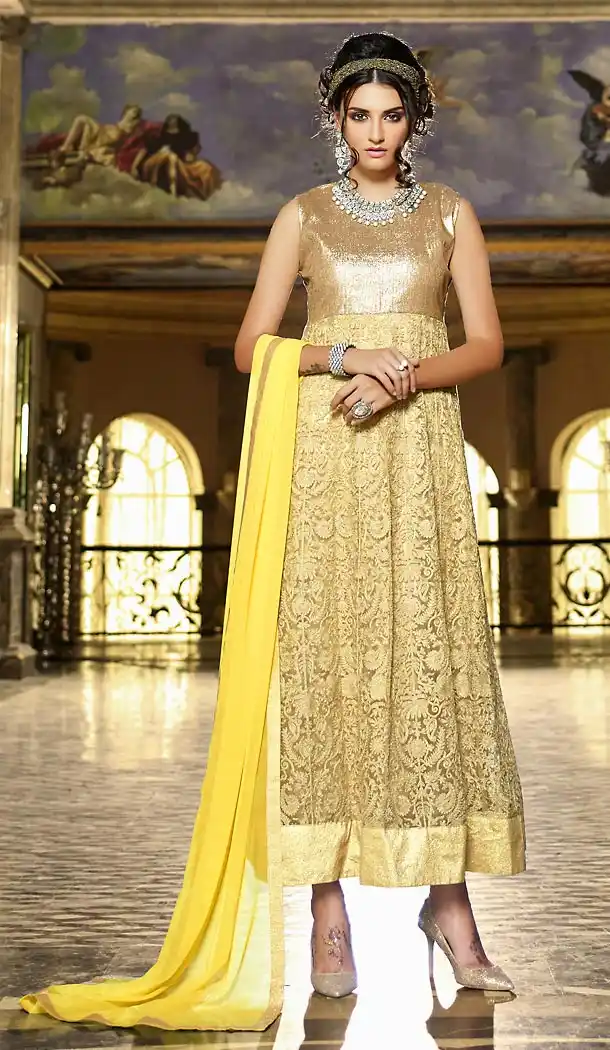 Beige Color Georgette Party Wear Style Gown Dresses | FH503176850