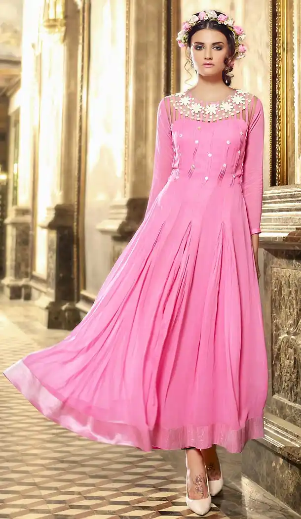 Pink Color Georgette Party Wear Style Gown Dresses | FH503176851