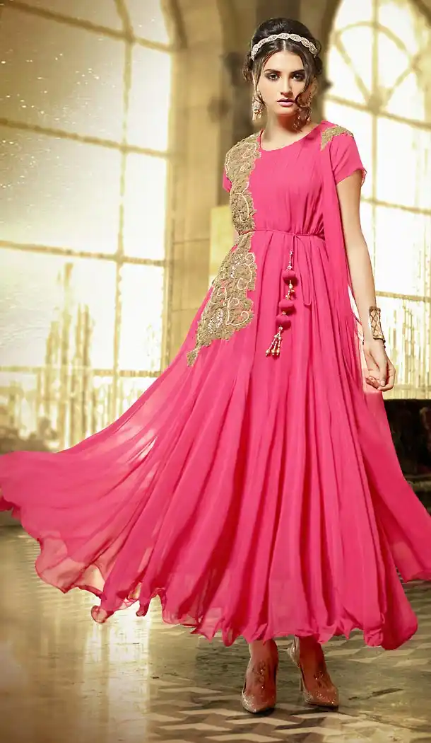 Pink Color Georgette Party Wear Style Gown Dresses | FH503176857