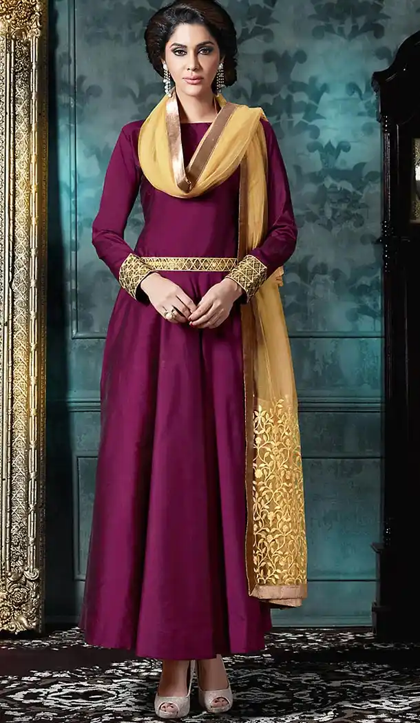 Magenta Color Silk Straight Cut Style Casual Salwar Kameez | FH503276865
