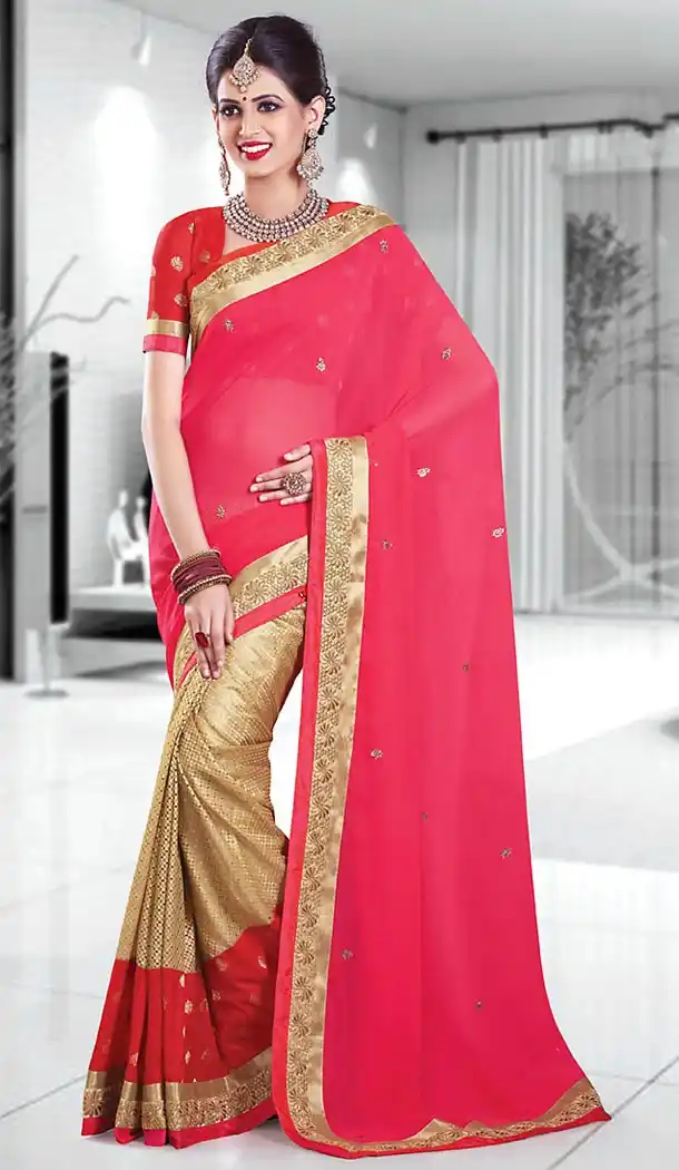 Deep Pink Color Silk Contemporary Party Wear Saris Blouse | FH503876914