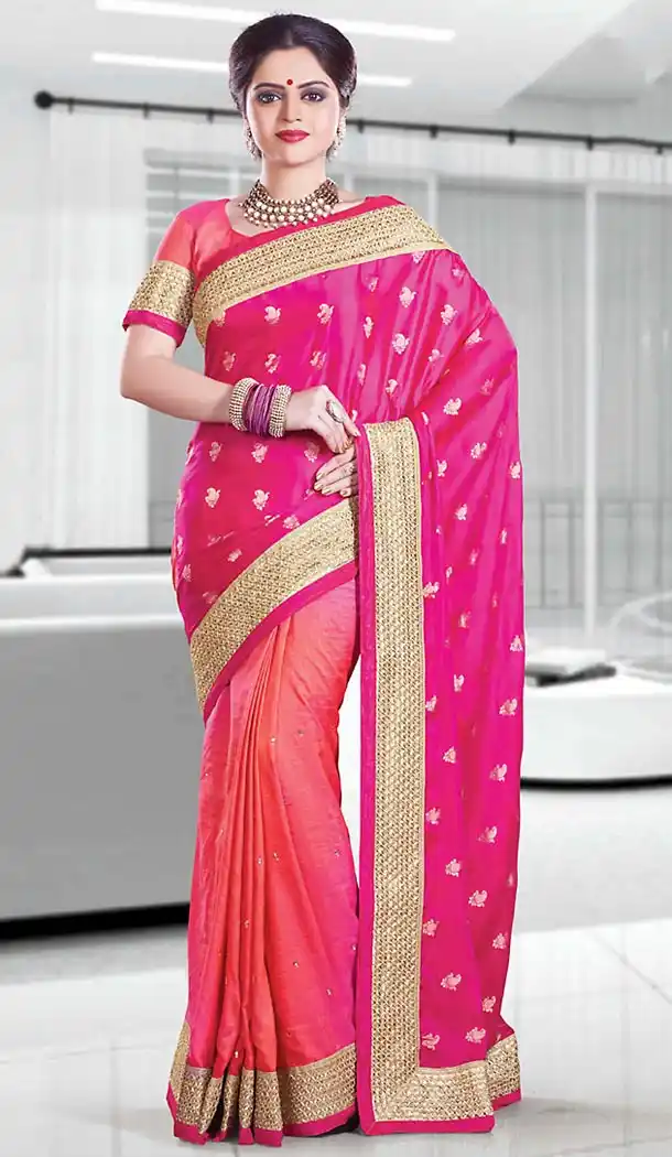 Deep Pink Color Silk Embroidered Party Wear Saris Blouse | FH503876917