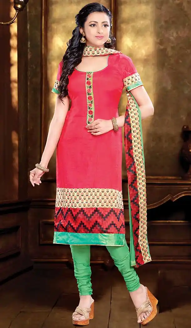 Deep Pink Color Silk Straight Cut Style Readymade Churidar Suit | FH505777140
