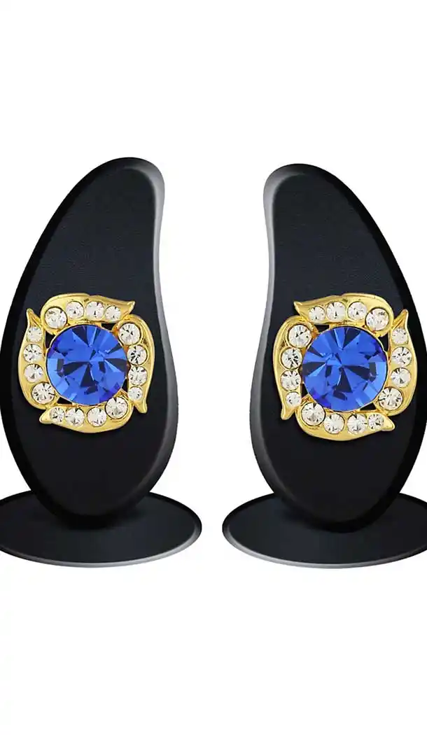 Blue Gold Color American Diamond Artificial Stud Earring | FH505977157