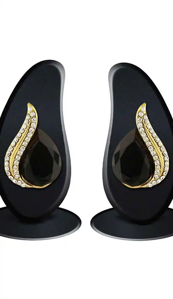 Black Gold Color American Diamond Artificial Stud Earring | FH505977160