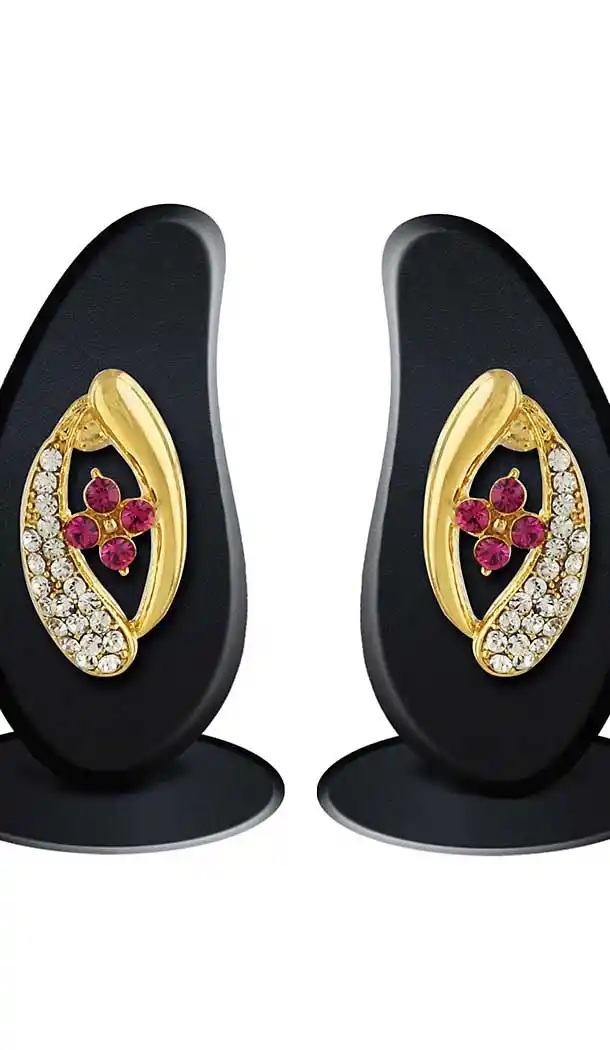 Pink Gold Color Brass American Diamond Artificial Stud Earring | FH506077164