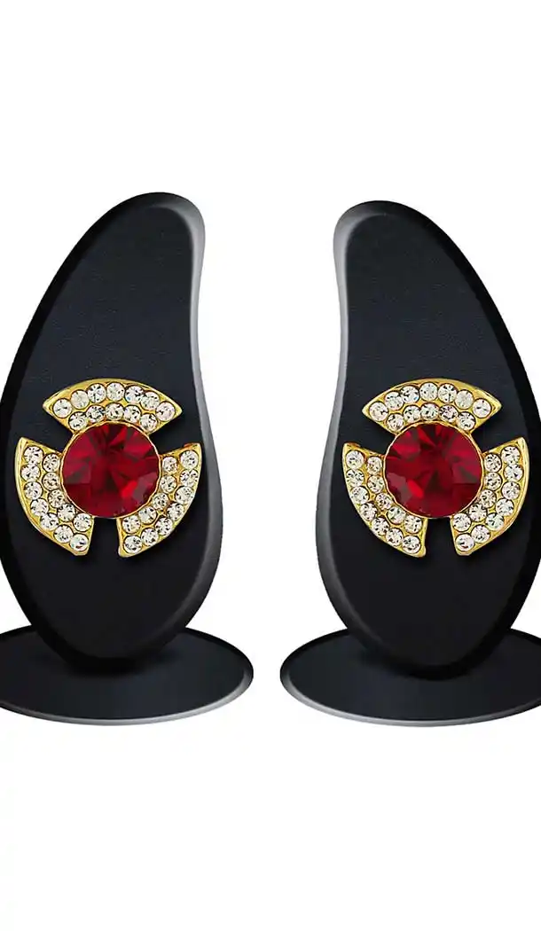 Red Gold Color Brass American Diamond Artificial Stud Earring | FH506077166