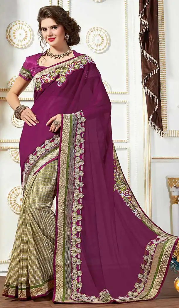 Magenta Color Georgette Casual Style Deaily Wear Saree Blouse | FH506277191