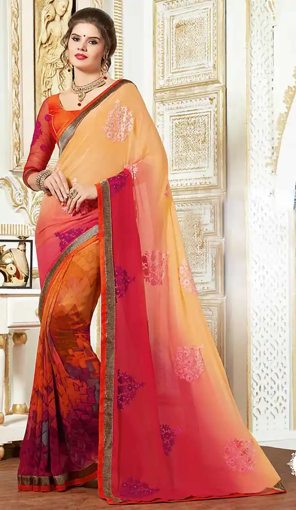 Pink Color Georgette Casual Style Deaily Wear Saree Blouse | FH506277199