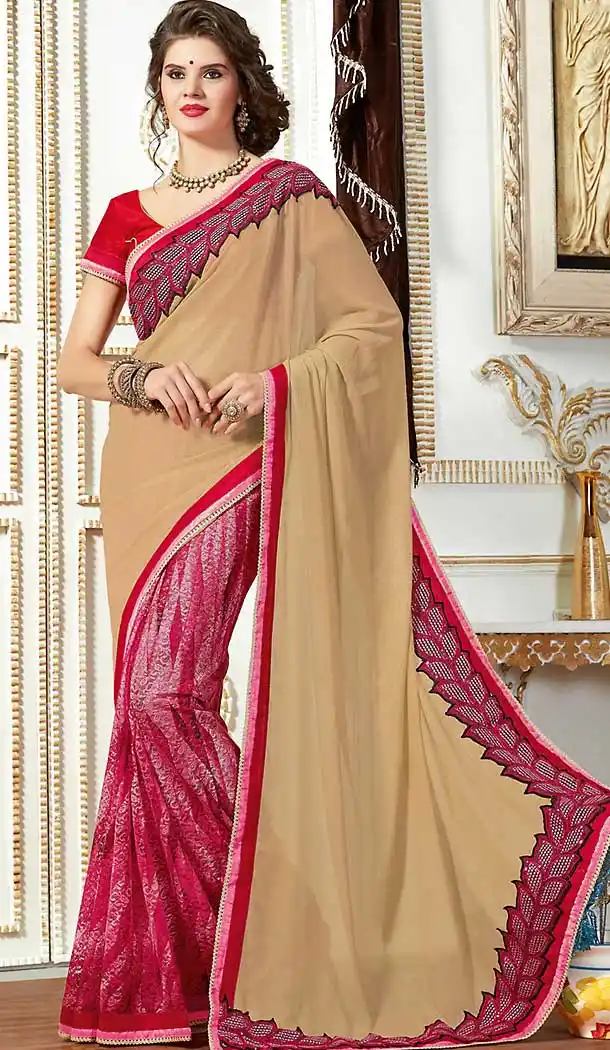 Beige Color Chiffon Casual Style Deaily Wear Saree Blouse | FH506277201