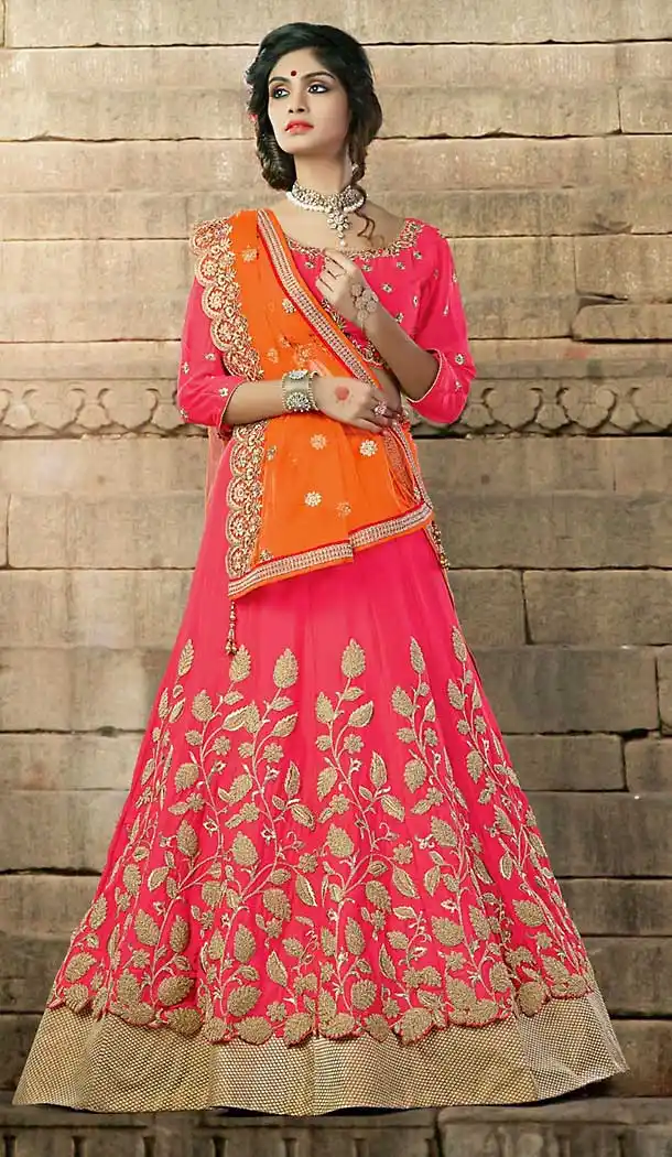 Deep Pink Color Georgette,Gota Silk Sangeet Wear Lehenga Choli | FH506877268