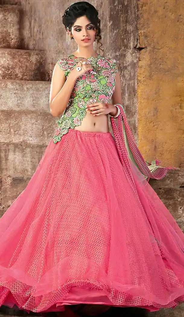 Deep Pink Color Lycra Net Circular Style Traditional Wear Lehenga Choli | FH506977284