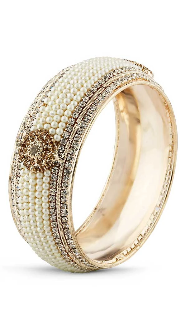 Gold Color Brass American Diamond Work Traditional Bangles | FH507677364