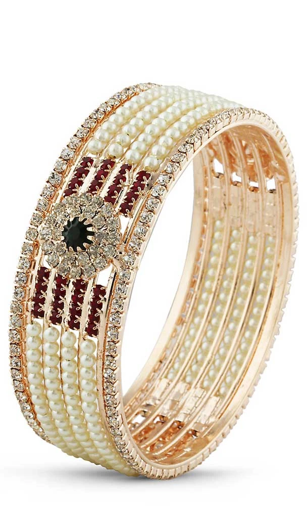 Green Maroon Color American Diamond Work Brass Bangles | FH507777373