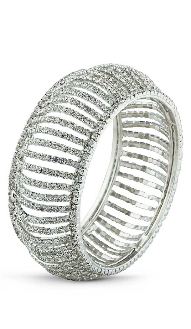 Silver Color American Diamond Work Brass Bangles | FH507777374