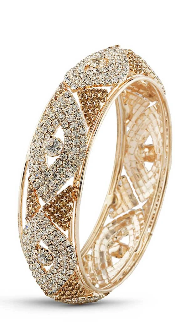 White and Gold Color American Diamond Work Brass Bangles | FH507777375