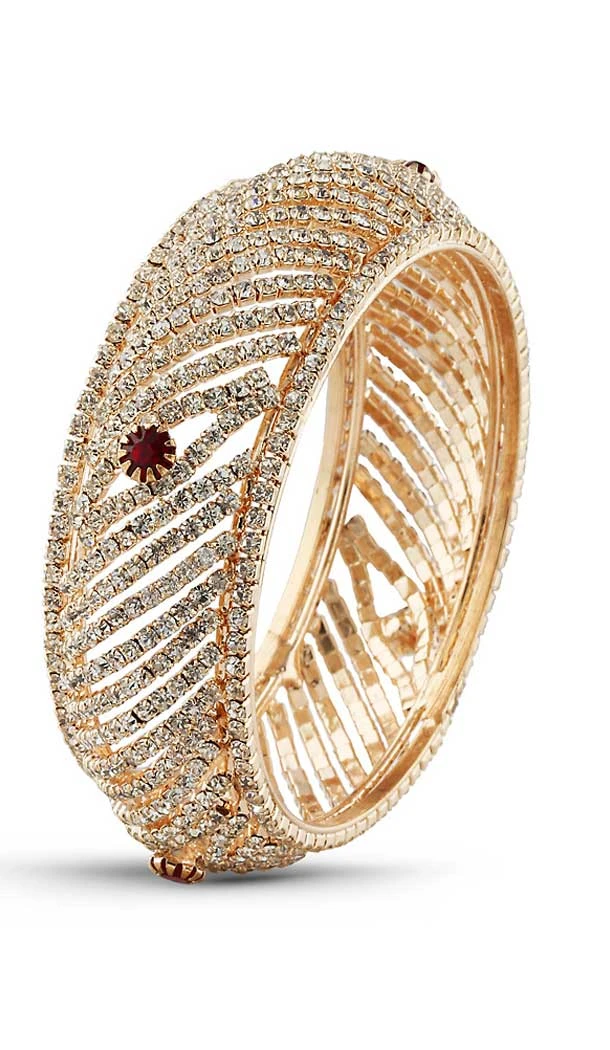 American Diamond Work Maroon Gold Color Brass Fashion Bangles | FH507777380