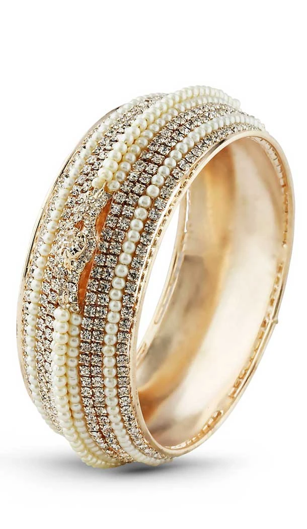 American Diamond Work White Gold Color Brass Fashion Bangles | FH507777381