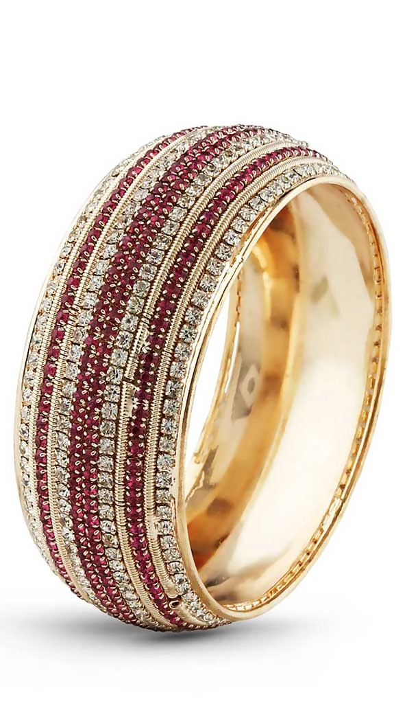 American Diamond Work Pink Gold Color Brass Traditional Fashion Bangles | FH507877382
