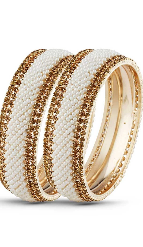 American Diamond Work White Gold Color Brass Traditional Fashion Bangles | FH507877384