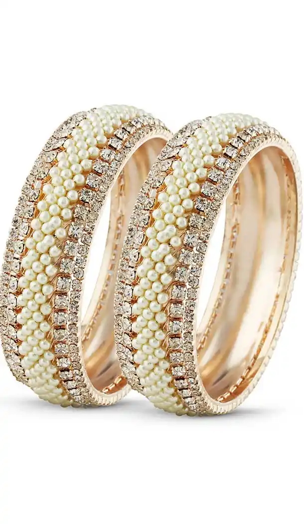 American Diamond Work White Color Brass Traditional Fashion Bangles | FH507877389