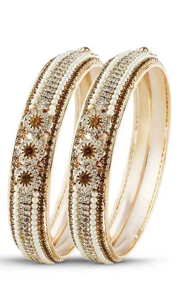 American Diamond Work Brown Color Brass Traditional Fashion Bangles | FH507877391