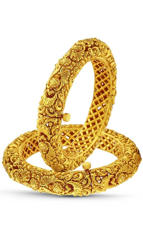 Gold Color Brass Metal Work Fashion Bangle | FH507977398