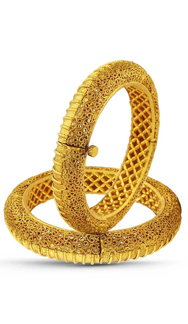 Gold Color Brass Metal Work Fashion Bangle | FH507977399