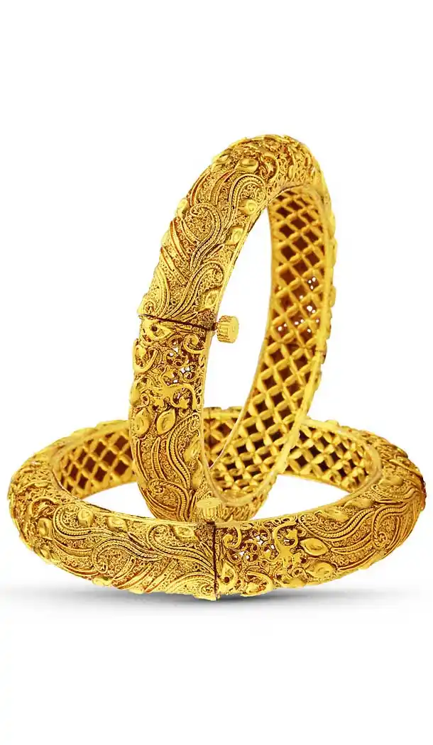Brass Fabric Gold Color Metal Work Traditional Fashion Bangle | FH508077401