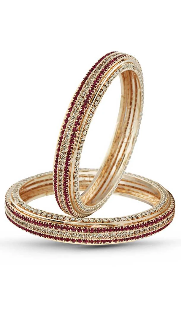 Brass Fabric Pink Color American Diamond Work Traditional Fashion Bangle | FH508077403