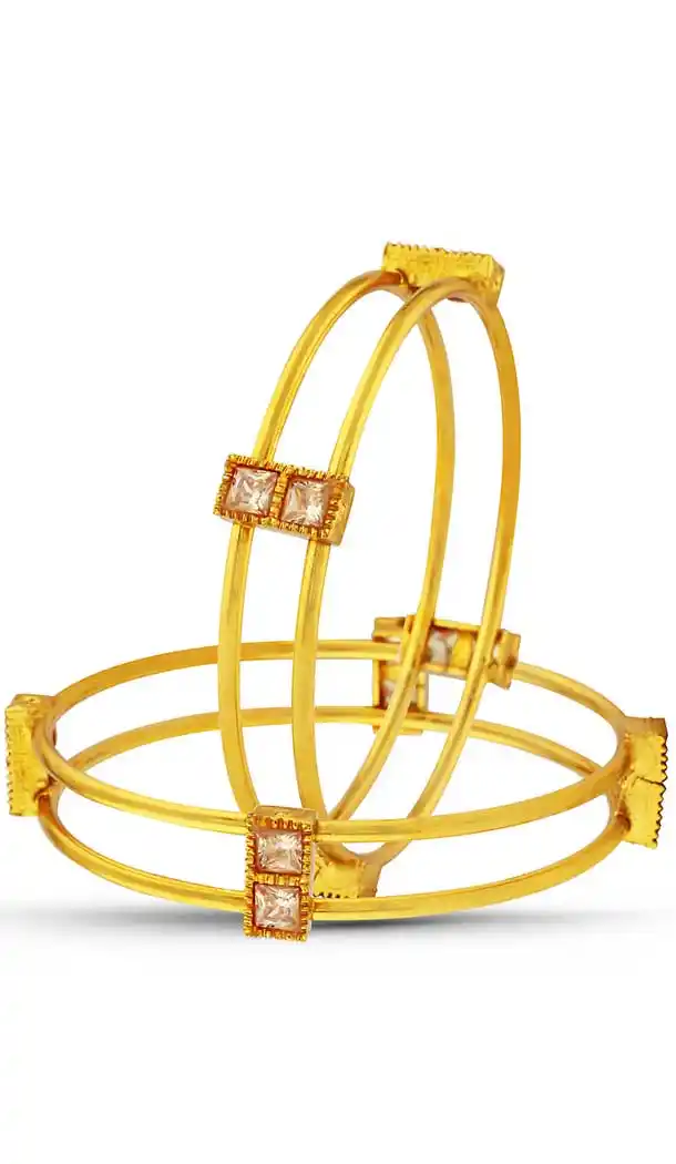 Brass Fabric Gold Color Stone Work Traditional Fashion Bangle | FH508077405