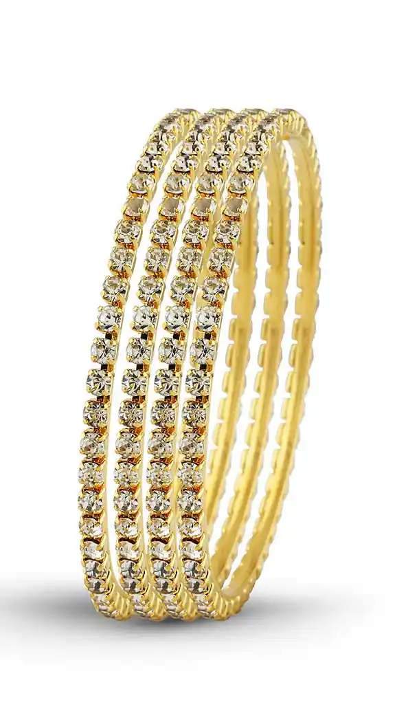 Brass Fabric White Gold Color American Diamond Work Traditional Fashion Bangle | FH508077406