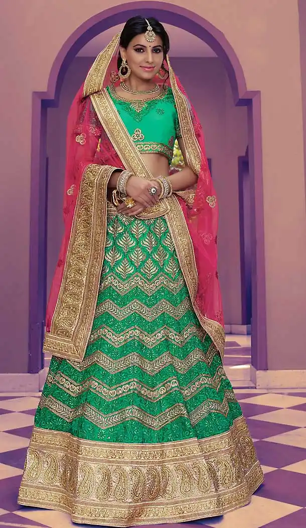 Mint Green Color Net Circular Style Wedding Lehenga Choli | FH508277422