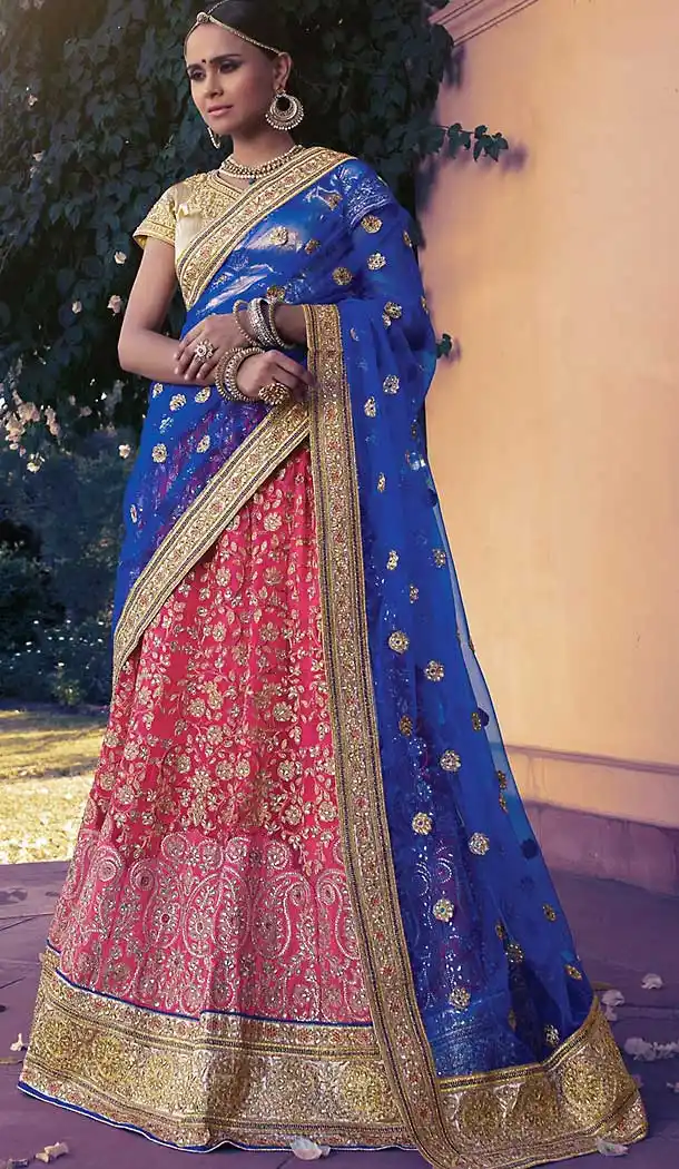 Deep Pink Color Net Circular Style Wedding Lehenga Choli | FH508277428