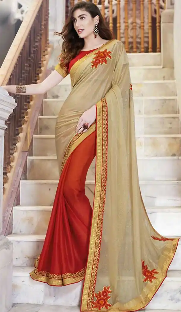 Tan Brown Color Georgette Party Wear Saree with Stitched Blouse | FH508377439