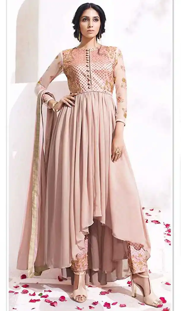 Mistyrose Color Georgette Anarkali Style Salwar Kameez | FH508777493