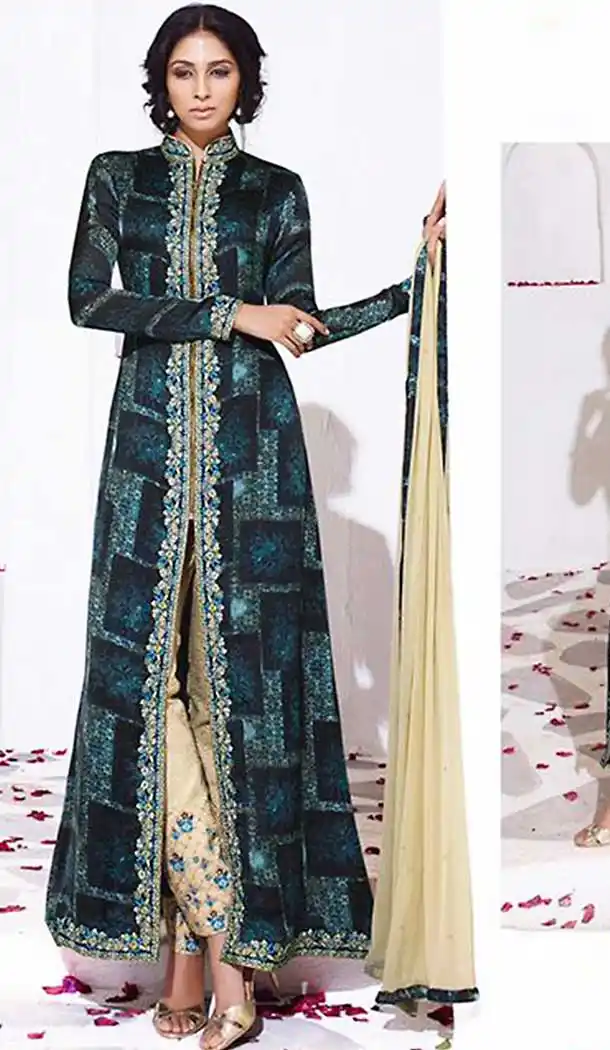 Navy Blue Color Georgette Anarkali Style Salwar Kameez | FH508777494