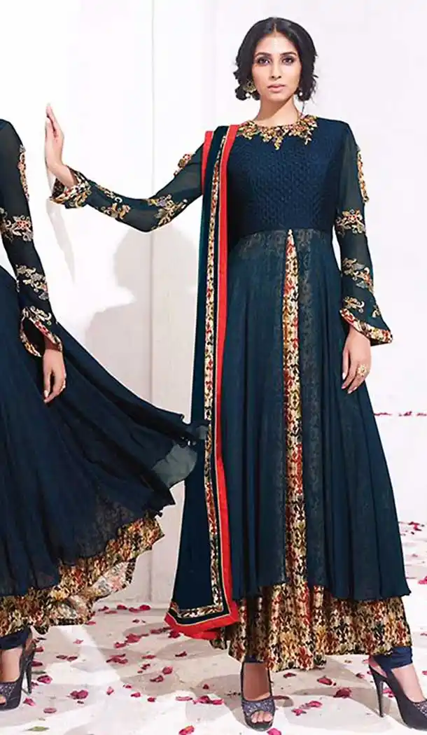 Blue Color Georgette Anarkali Style Salwar Kameez | FH508777496