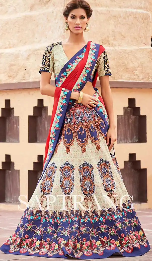 Navy Blue Color Silk Circular Style Designer Wear Lehenga Choli | FH509477601